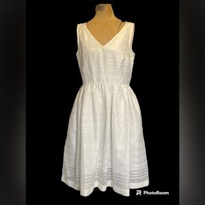 Kate Spade White Ribbon Organza V Neck Dress, Size 4